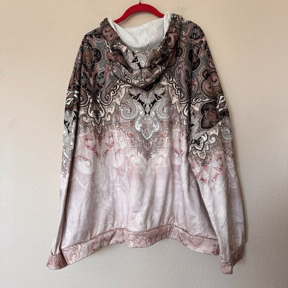 Womens 8XL Ornate Print 1/4 Zip Neck Pullover Boho Artsy Aztec - Picture 8 of 9